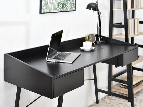 Íróasztalok és polcok ESLOV fiókos íróasztal, fekete 5