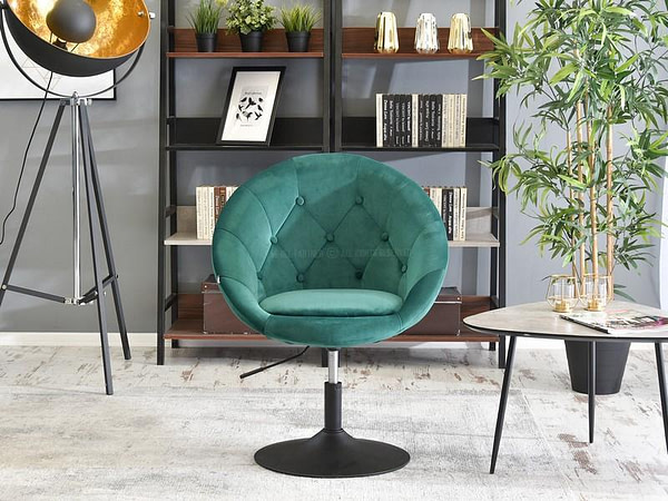 Sala 3 SALA 3 zöld velvet forgó klubfotel, matt fekete talp 3