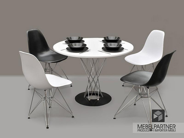 Design asztalok TORNADO köralakú étkezőasztal, fehér-króm 11