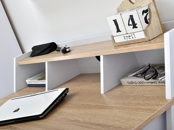 Íróasztalok és polcok ASGARD fiókos, x-lábú íróasztal, sonoma tölgy-fehér 5