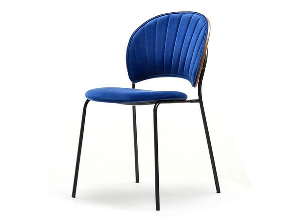 Hajlított székek LEA szék, dió-sötétkék plüss