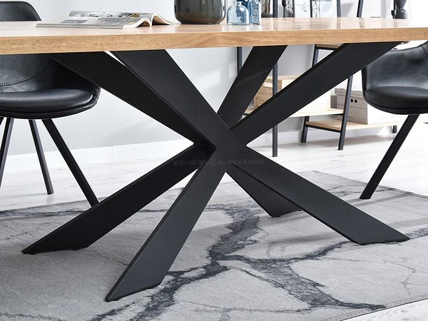 Design asztalok RETRO étkezőasztal, antico tölgy asztallap, fekete fém x-láb 4