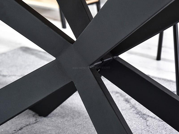 Design asztalok RETRO étkezőasztal, antico tölgy asztallap, fekete fém x-láb 5