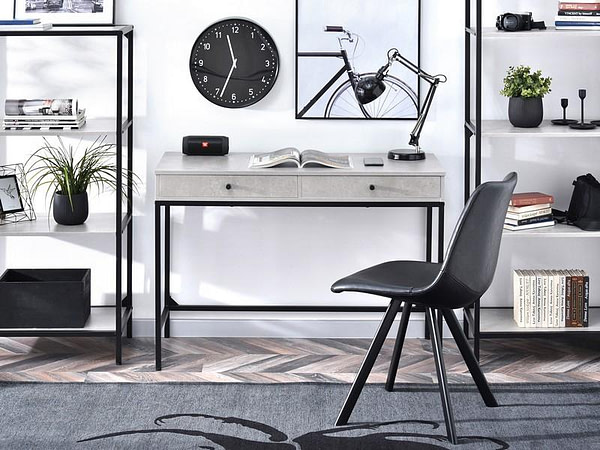 Íróasztalok és polcok KALAN fiókos íróasztal, beton-fekete 2