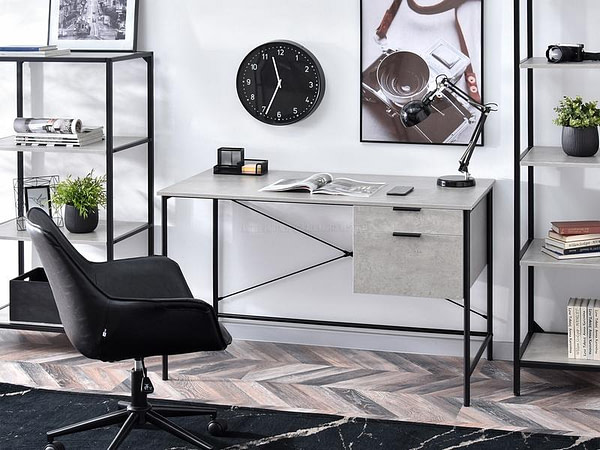 Íróasztalok és polcok VIGO fiókos íróasztal, beton-fekete 3