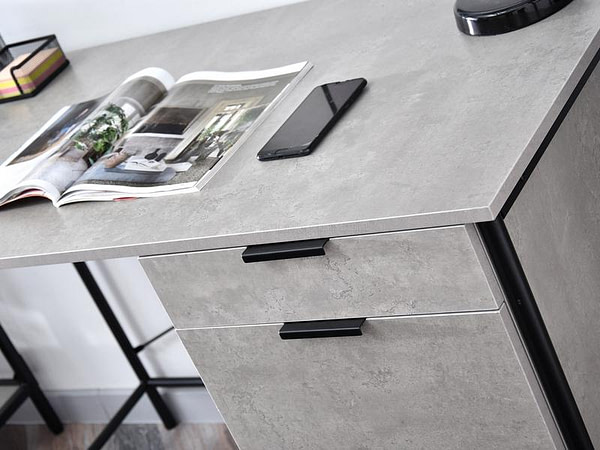Íróasztalok és polcok VIGO fiókos íróasztal, beton-fekete 6