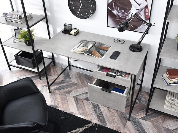 Íróasztalok és polcok VIGO fiókos íróasztal, beton-fekete 4