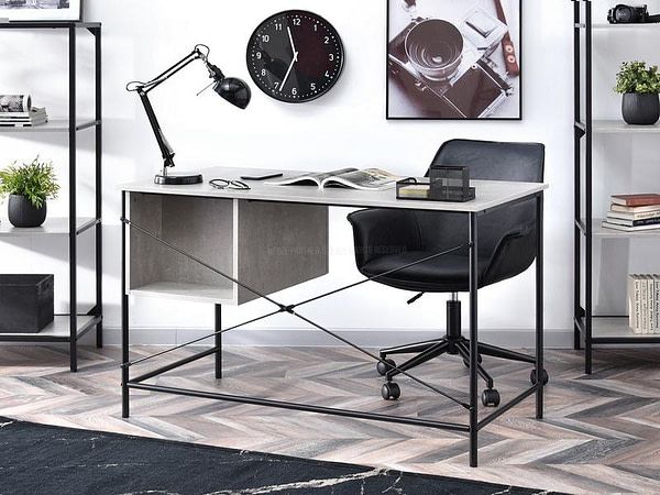 Íróasztalok és polcok VIGO fiókos íróasztal, beton-fekete 9