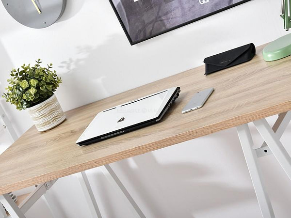 Íróasztalok és polcok SVEN baklábú íróasztal, sonoma tölgy-fehér 6