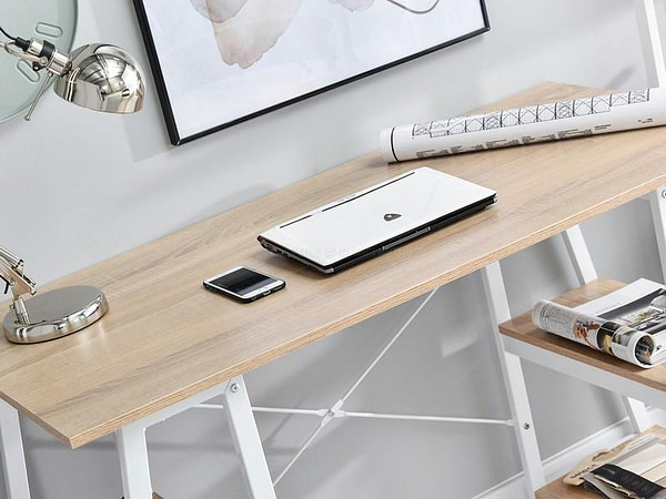 Íróasztalok és polcok REDA baklábú íróasztal, sonoma tölgy-fehér 6