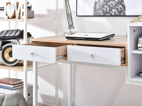 Íróasztalok és polcok IVAR fiókos íróasztal, sonoma tölgy-fehér 6