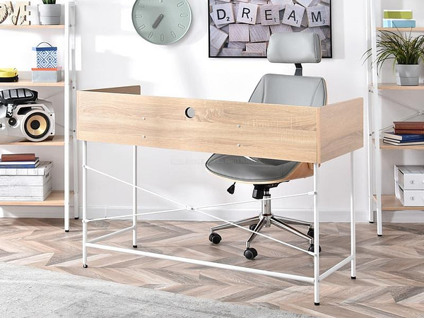 Íróasztalok és polcok HAGA fiókos íróasztal, beton-sonoma tölgy-fehér 11