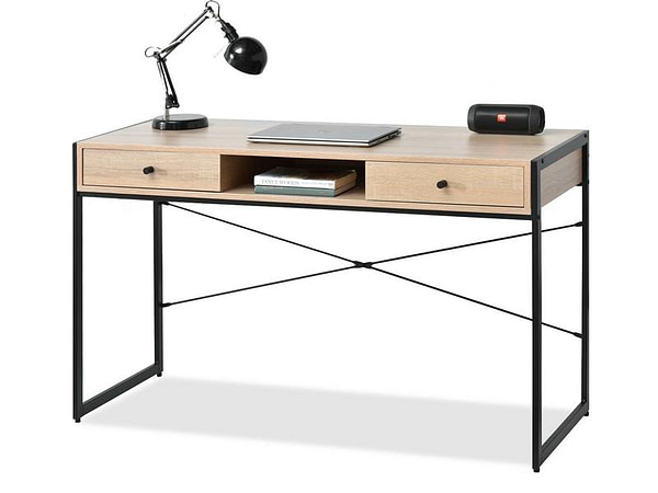 Íróasztalok és polcok NILS fiókos íróasztal, sonoma tölgy-fekete
