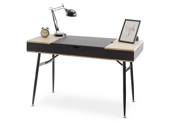 Íróasztalok és polcok VISBY fiókos íróasztal, sonoma tölgy-fekete