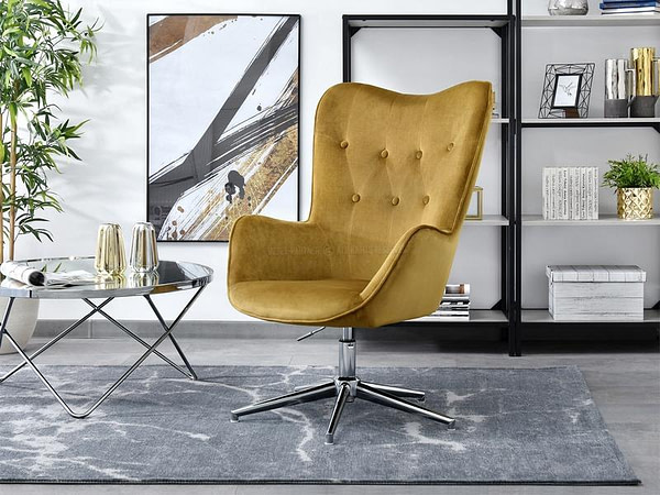 Trini TRINI steppelt forgófotel, arany velvet-króm 2