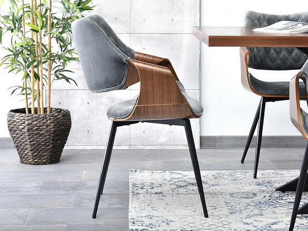Hajlított székek RENZO design étkezőszék, szürke plüss – dió 6