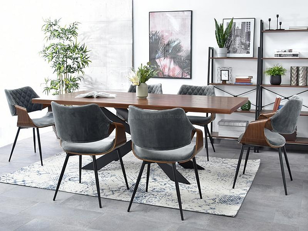 Hajlított székek RENZO design étkezőszék, szürke plüss – dió 3