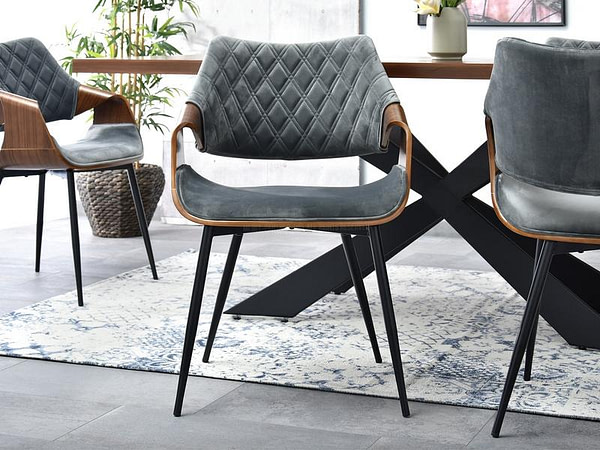Hajlított székek RENZO design étkezőszék, szürke plüss – dió 5