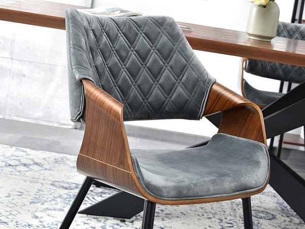 Hajlított székek RENZO design étkezőszék, szürke plüss – dió 7