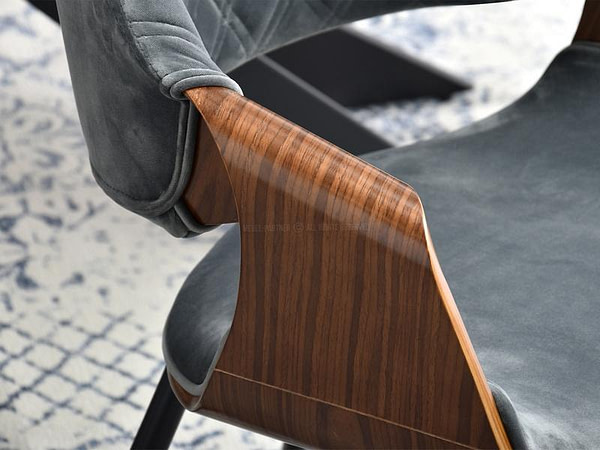 Hajlított székek RENZO design étkezőszék, szürke plüss – dió 11