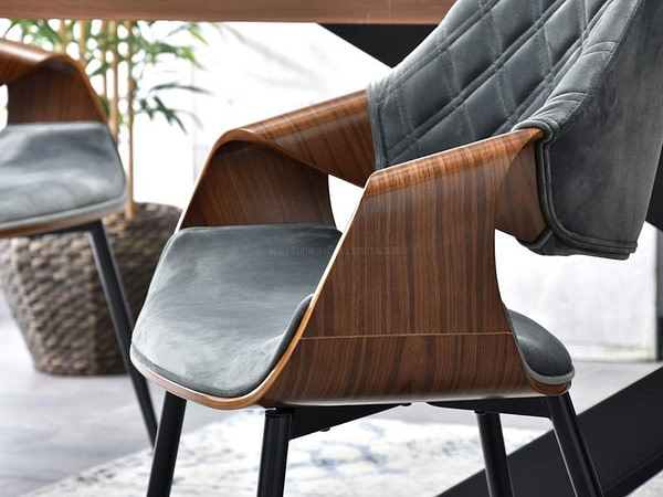 Hajlított székek RENZO design étkezőszék, szürke plüss – dió 10