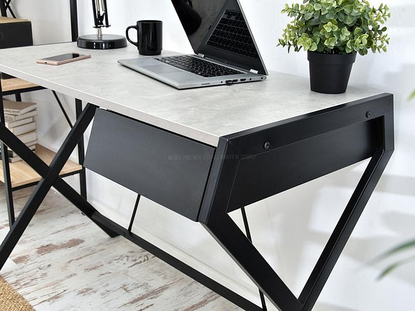 Íróasztalok és polcok DESIGNO íróasztal, beton-fekete 5