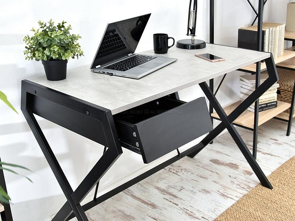 Íróasztalok és polcok DESIGNO íróasztal, beton-fekete 6