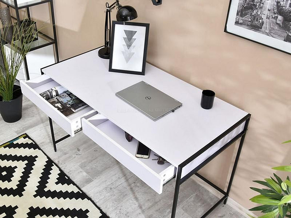 Íróasztalok és polcok UNIF íróasztal, fekete-fehér 8