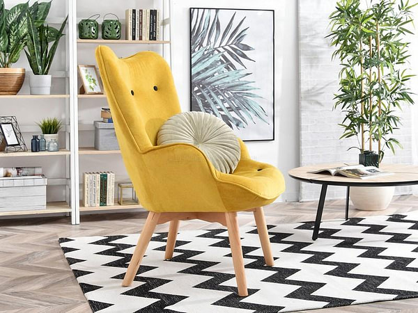 Nuria NURIA steppelt skandináv fotel, sárga-bükk 3
