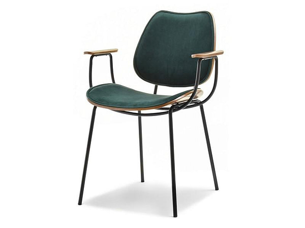 Hajlított székek FACTOR szék, dió-zöld plüss