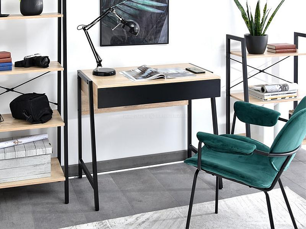 Íróasztalok és polcok NORS íróasztal, sonoma tölgy – fekete 2