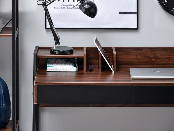 Íróasztalok és polcok RIKO íróasztal, dió – fekete 5