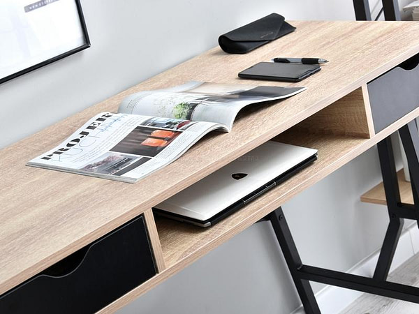 Íróasztalok és polcok GAVLE fiókos íróasztal, sonoma tölgy-fekete 4
