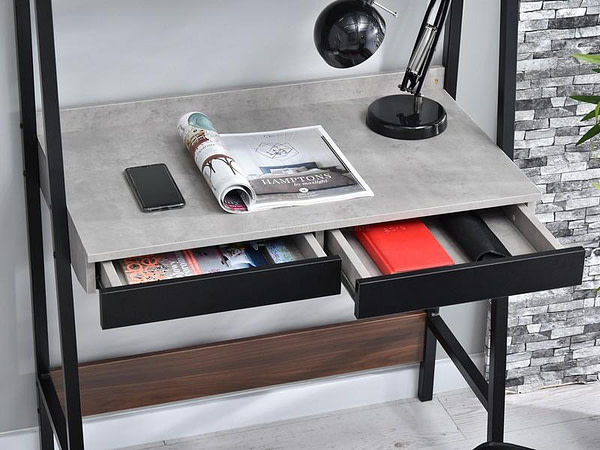 Íróasztalok és polcok BERG TRIPLE SET skandináv íróasztal és 2 db polc, patchwork-fekete 6