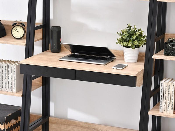 Íróasztalok és polcok BERG TRIPLE SET skandináv íróasztal és 2 db polc, sonoma tölgy-fekete 7