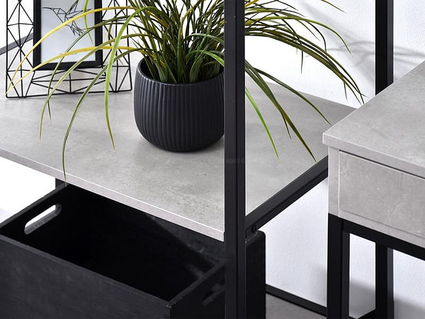 Íróasztalok és polcok OTTO A indusztriális polc, beton-fekete 5