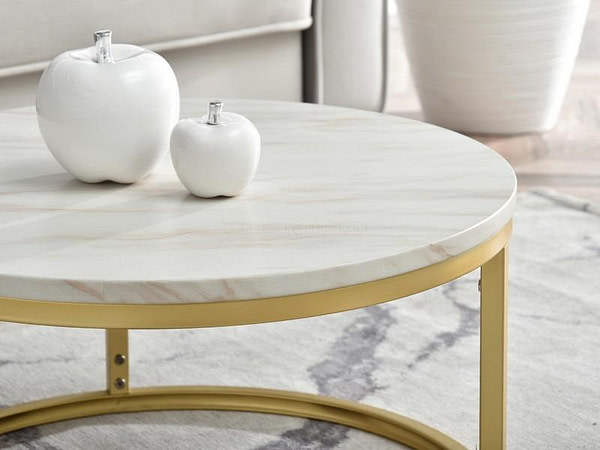 Dohányzóasztalok KODIA S dohányzóasztal, beige márvány-arany 5
