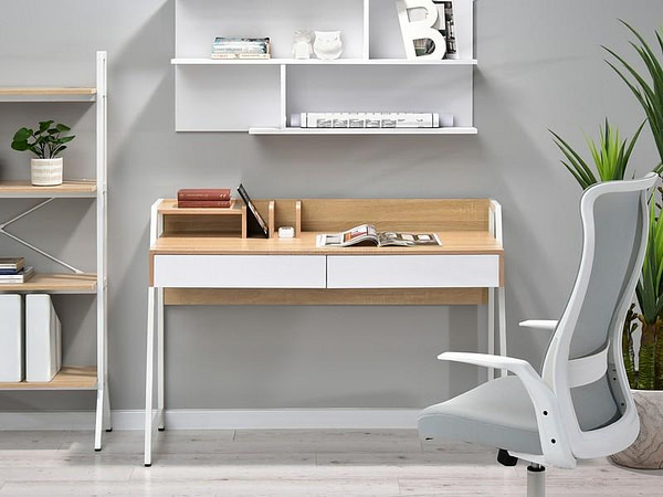 Íróasztalok és polcok RIKO íróasztal, sonoma-fehér 3