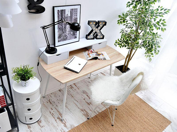 Íróasztalok és polcok MALMO fiókos íróasztal, sonoma tölgy-fehér 5