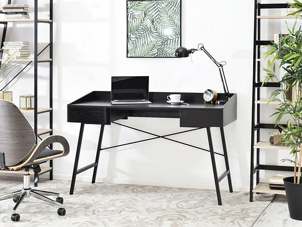 Íróasztalok és polcok ESLOV fiókos íróasztal, fekete 4