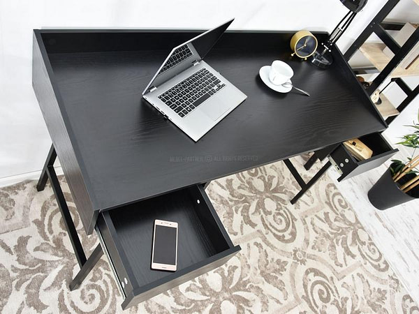 Íróasztalok és polcok ESLOV fiókos íróasztal, fekete 7