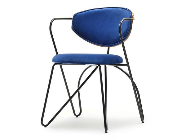 Hajlított székek TALISA szék, dió-sötétkék bársony