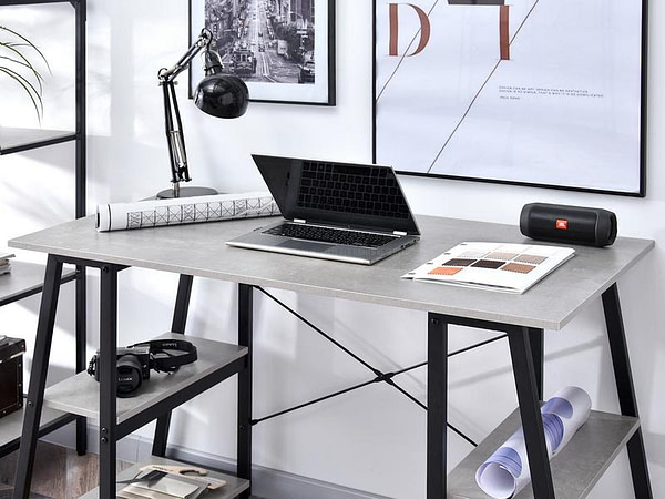 Íróasztalok és polcok REDA baklábú íróasztal, beton-fekete 5