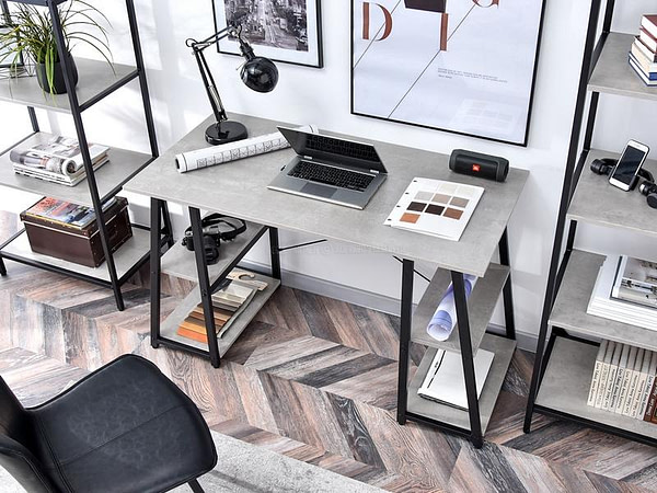 Íróasztalok és polcok REDA baklábú íróasztal, beton-fekete 4