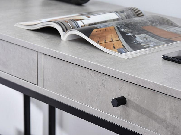 Íróasztalok és polcok KALAN fiókos íróasztal, beton-fekete 9