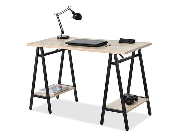 Íróasztalok és polcok SVEN baklábú íróasztal, sonoma tölgy-fekete