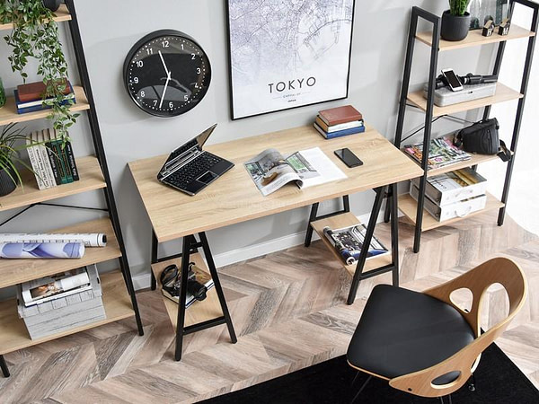 Íróasztalok és polcok SVEN baklábú íróasztal, sonoma tölgy-fekete 4