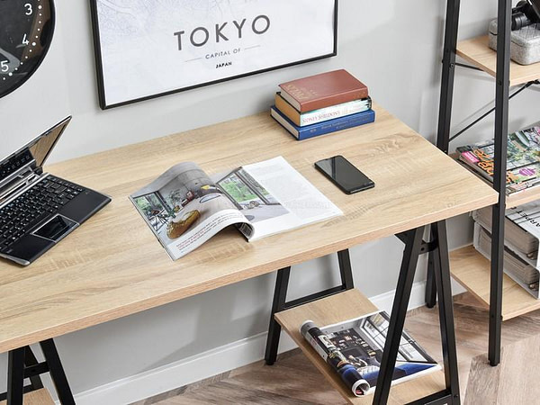 Íróasztalok és polcok SVEN baklábú íróasztal, sonoma tölgy-fekete 5