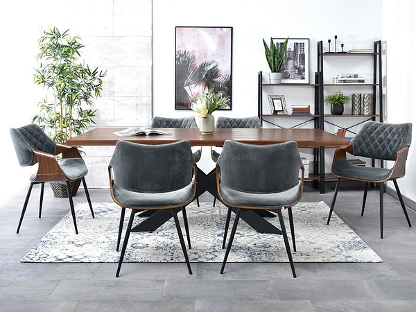 Hajlított székek RENZO design étkezőszék, szürke plüss – dió 2