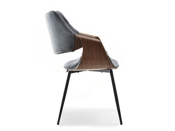 Hajlított székek RENZO design étkezőszék, szürke plüss – dió 16